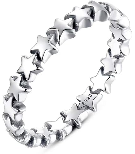 Amazon.com: Classic Star Ring New .925 Sterling Silver Simple Band
